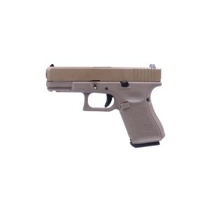 Страйкбольный пистолет WE Glock 19 Gen. 5 TAN, металл, GBB, газ, сменные накладки